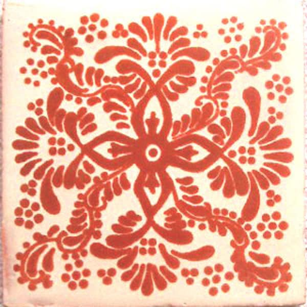 C#059))  Mexican Ceramic 4x4  inch Hand Made Tile