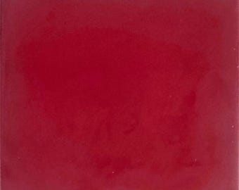 90 Mexican Ceramic 4.25 x 4.25  inch Hand Made Tile Color BRIGHT RED S#012
