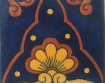 C#071))  Mexican Ceramic 4x4  inch Hand Made Tile