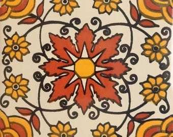 20 Tiles 6x6 inches Mexican Ceramic hand made mosaic art #G-022