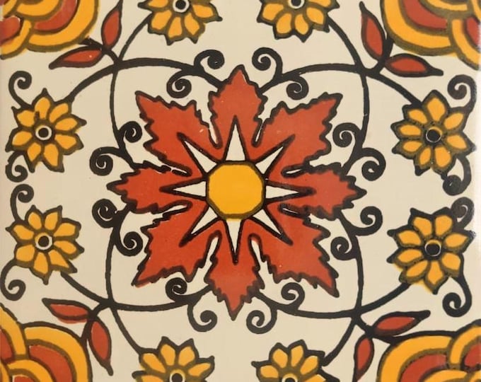 20 Tiles 6x6 inches Mexican Ceramic hand made mosaic art #G-022