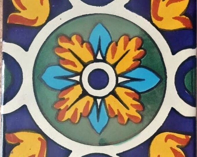 40 Tiles 6x6 inches Mexican Ceramic hand made mosaic art #G-005