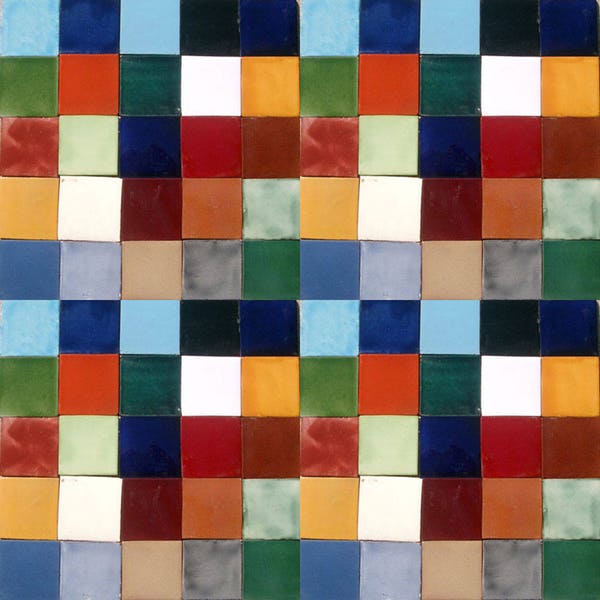 100 Assorted Solid colors Mexican Ceramic 4x4 inch Hand Made Tiles #001