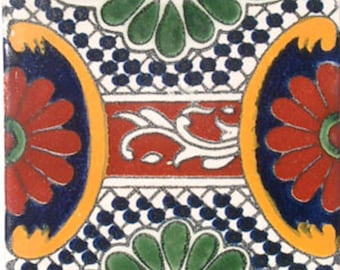 C#046))  Mexican Ceramic 4x4  inch Hand Made Tile