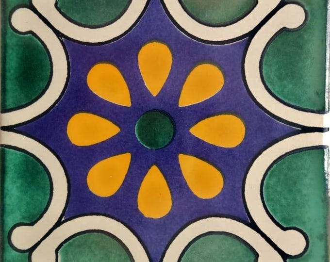 20 Tiles 6x6 inches Mexican Ceramic hand made mosaic art #G-027