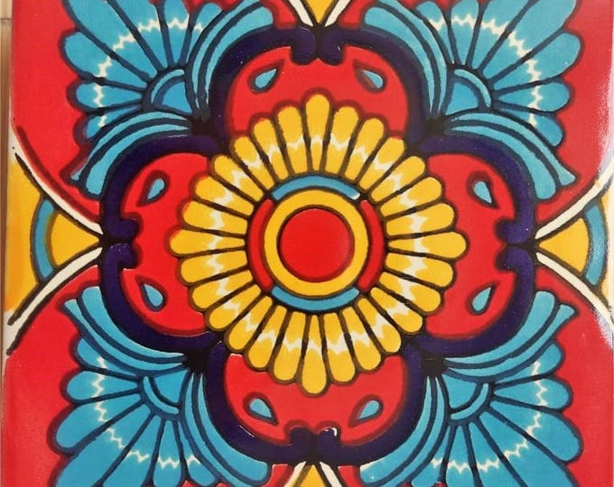 20 Tiles 6x6 inches Mexican Ceramic hand made mosaic art #G-028