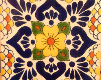 C#118))  Mexican Ceramic 4x4  inch Hand Made Tile