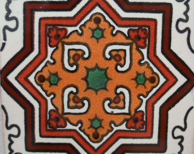C#113))  Mexican Ceramic 4x4  inch Hand Made Tile