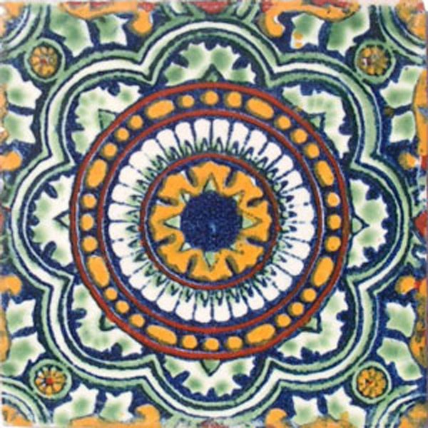 C#035))  Mexican Ceramic 4x4  inch Hand Made Tile