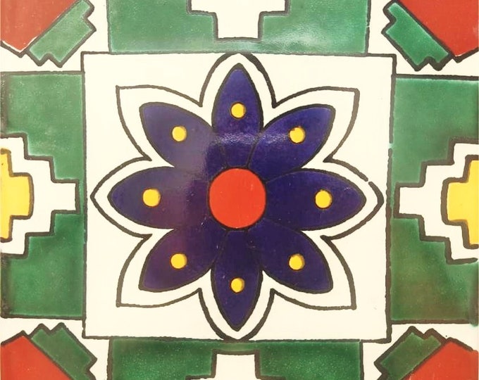 40 Tiles 6x6 inches Mexican Ceramic hand made mosaic art #G-016