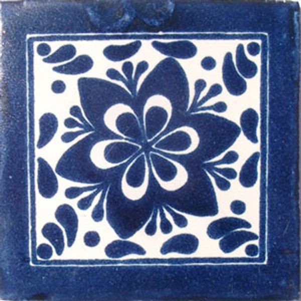 C#009))  Mexican Ceramic 4x4  inch Hand Made Tile