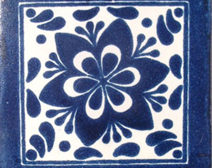 C#009))  Mexican Ceramic 4x4  inch Hand Made Tile