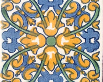 C#033))  Mexican Ceramic 4x4  inch Hand Made Tile