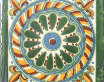 C#051))  Mexican Ceramic 4x4  inch Hand Made Tile
