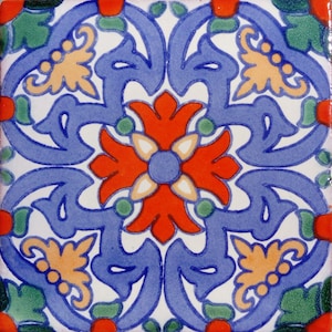 C#125))  Mexican Ceramic 4x4  inch Hand Made Tile