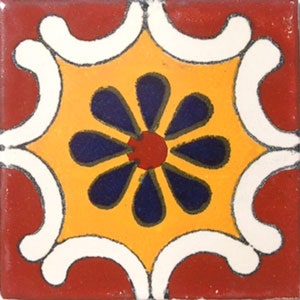 C#017))  Mexican Ceramic 4x4  inch Hand Made Tile
