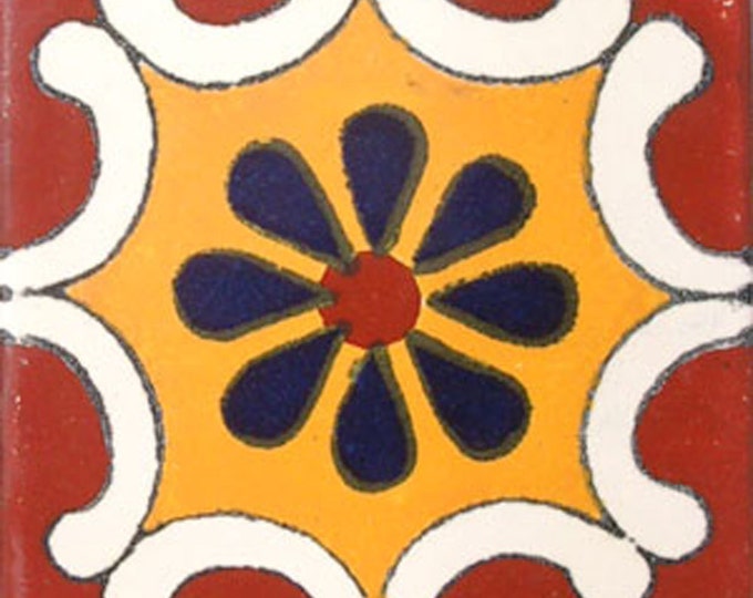 C#017))  Mexican Ceramic 4x4  inch Hand Made Tile