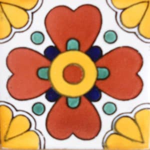 C#107))  Mexican Ceramic 4x4  inch Hand Made Tile