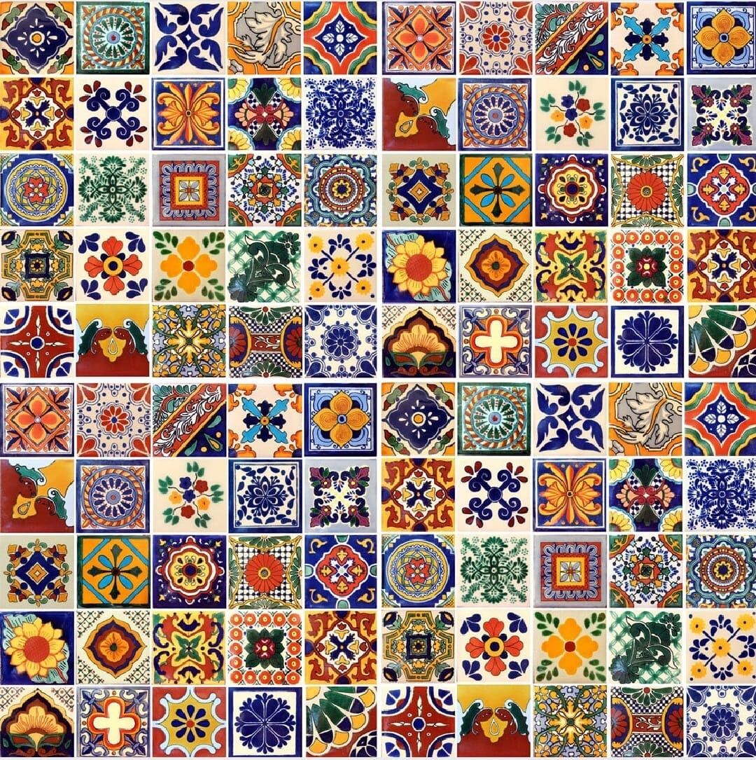 100 Individual Assorted Mexican Ceramic 4x4 Inch Hand Made Tiles #005 ...