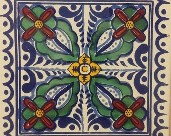 20 Tiles 6x6 inches Mexican Ceramic hand made mosaic art #G-009