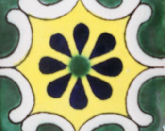 C#096))  Mexican Ceramic 4x4  inch Hand Made Tile
