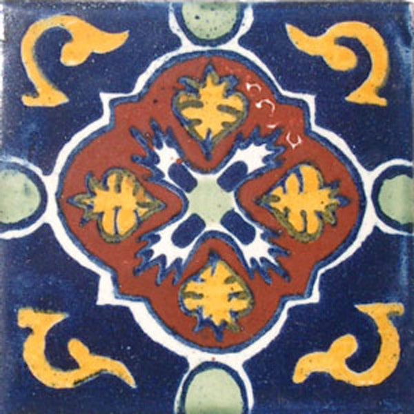 C#021))  Mexican Ceramic 4x4  inch Hand Made Tile