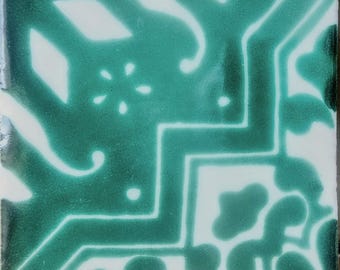 C#129))  Mexican Ceramic 4x4  inch Hand Made Tile