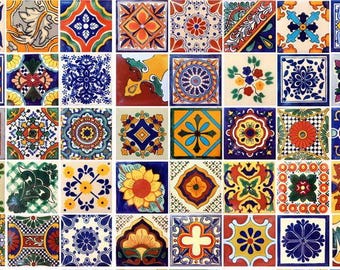 40 Tiles 6x6 inches Assorted Mexican Ceramic Hand Made Talavera #003