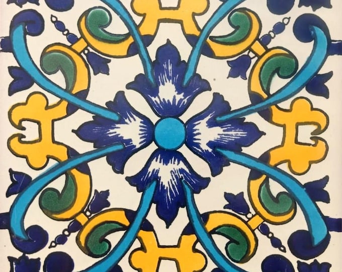 20 Tiles 6x6 inches Mexican Ceramic hand made mosaic art #G-003