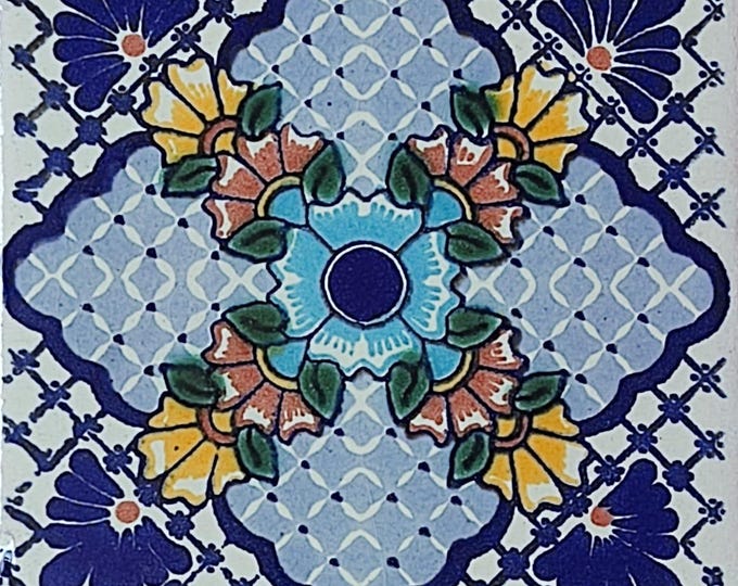 C#130))  Mexican Ceramic 4x4  inch Hand Made Tile