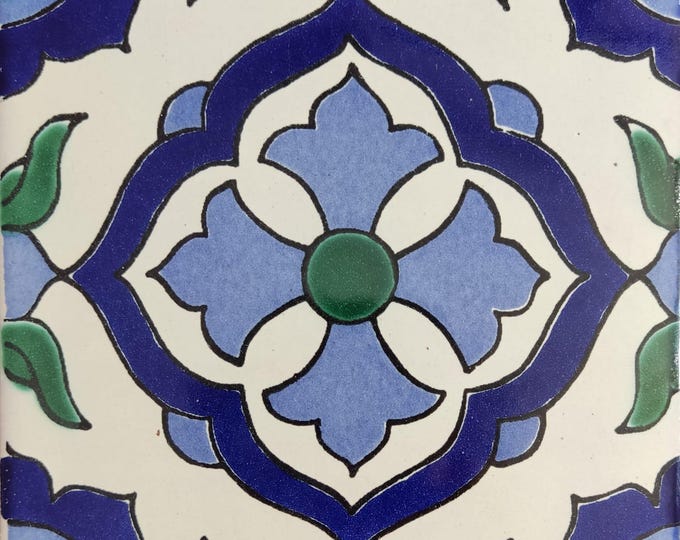 20 Tiles 6x6 inches Mexican Ceramic hand made mosaic art #G-006