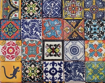 100 Defective Tiles 2x2 inch. Mexican Ceramic Hand Made Tiles #002
