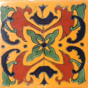 C#019))  Mexican Ceramic 4x4  inch Hand Made Tile
