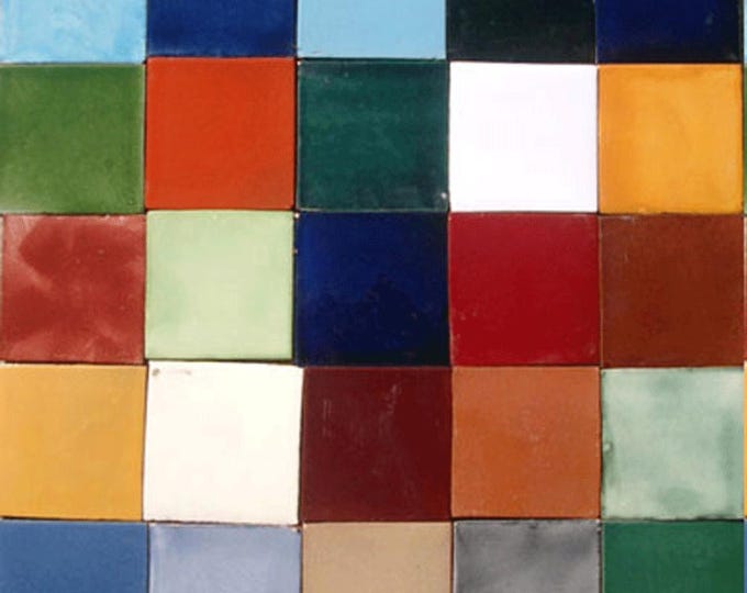 100 Solid 2x2 inch. Mexican Ceramic Handmade Tiles #001