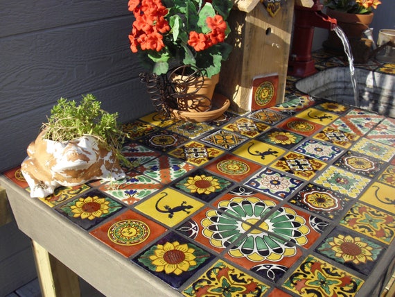 100 Individual 4x4 Mexican Tiles Ceramic Mexico Tile #03