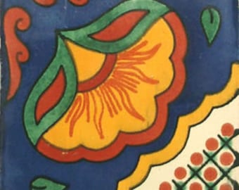 C#073))  Mexican Ceramic 4x4  inch Hand Made Tile