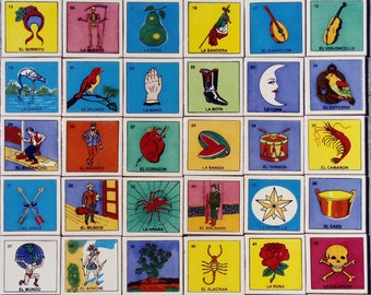 Loteria 54 Tiles Mexican Ceramic 4x4 inch Hand Made Lottery Tiles