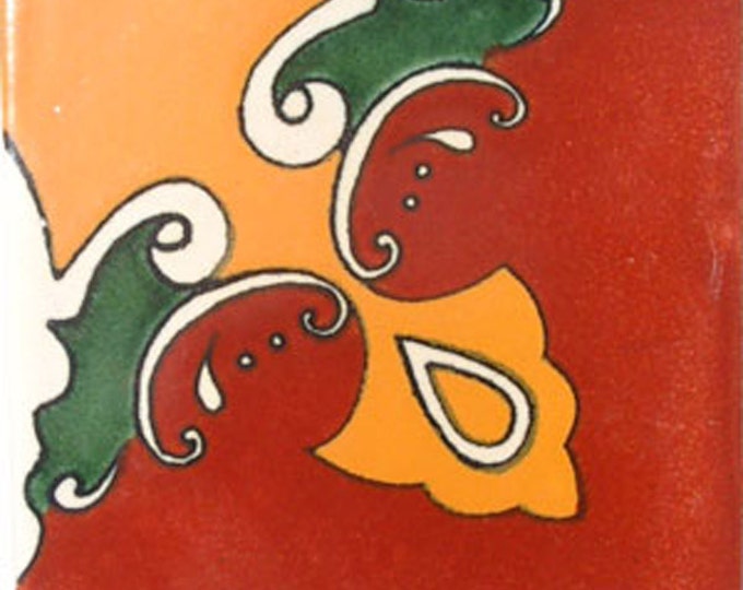 C#006))   Mexican Ceramic 4x4  inch Hand Made Tile