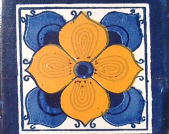 C#010))  Mexican Ceramic 4x4  inch Hand Made Tile