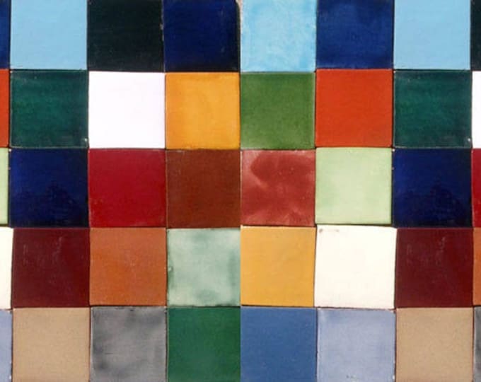 50 Individual Solid Colors Mexican Ceramic 4x4 inch Hand Made Tiles Set #004