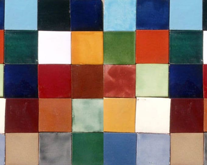 50 Assorted Solid colors Mexican Ceramic 4x4 inch Hand Made Tiles