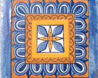 C#034))  Mexican Ceramic 4x4  inch Hand Made Tile
