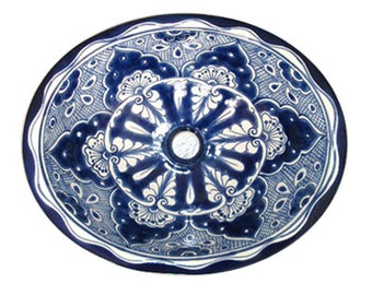 Design #015 Medium Bathroom Sink 17"x 14" Mexican ceramic hand painted drop in or undermount.