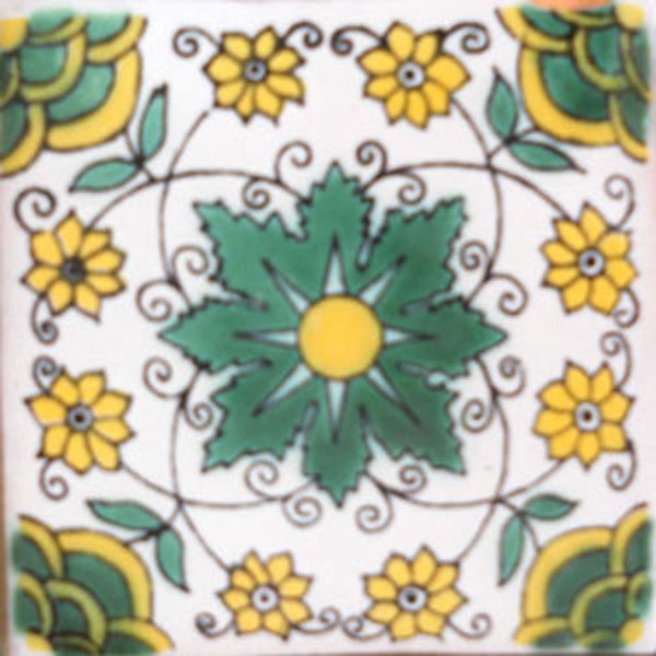 C#100))  Mexican Ceramic 4x4  inch Hand Made Tile