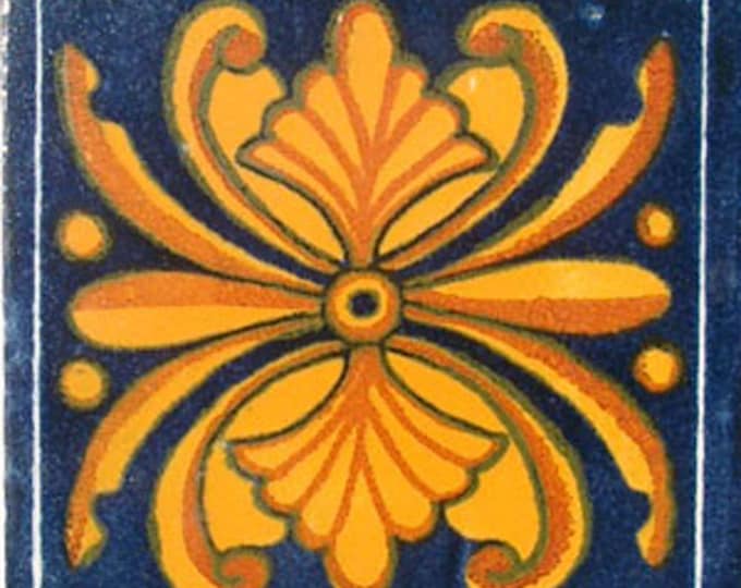 C#044))  Mexican Ceramic 4x4  inch Hand Made Tile