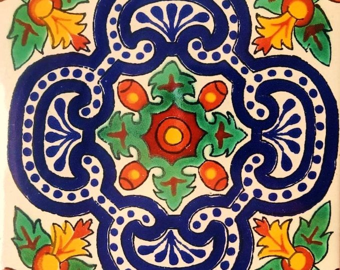 40 Tiles 6x6 inches Mexican Ceramic hand made mosaic art #G-002