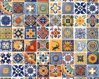 40 Tiles 6x6 inches Assorted Mexican Ceramic Hand Made Talavera