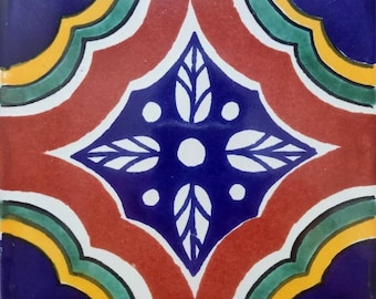 40 Tiles 6x6 inches Mexican Ceramic hand made mosaic art #G-026