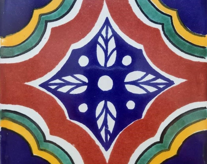 40 Tiles 6x6 inches Mexican Ceramic hand made mosaic art #G-026