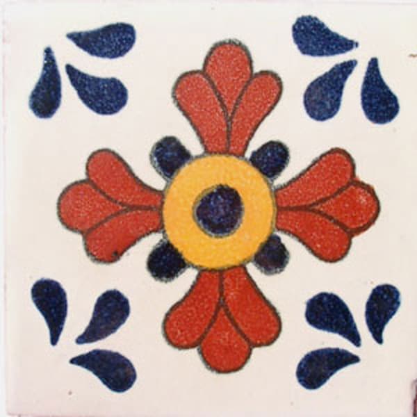 C#036))  Mexican Ceramic 4x4  inch Hand Made Tile